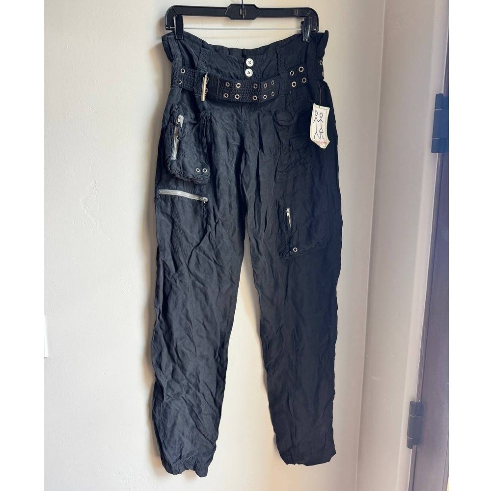 Pete & Greta Johnny Was Black Cargo Utility Pants 4 Y2K Streetwear Boho Comfy